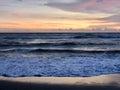 Blue Ocean. . Evening beach scene. Waves.